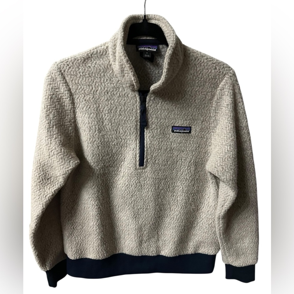 Patagonia Worn Wear Woolyester Fleece Pullover Half Zip Oatmeal Heather Sz Small
